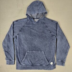 Fair Harbor Saltaire Hoodie Mens Large Acid Wash Blue Cotton Soft Pullover